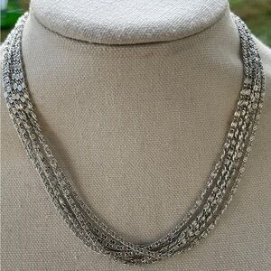 Sarah Coventry Scroll Chain Necklace 17" Silver Tone Lightweight Multi Strands